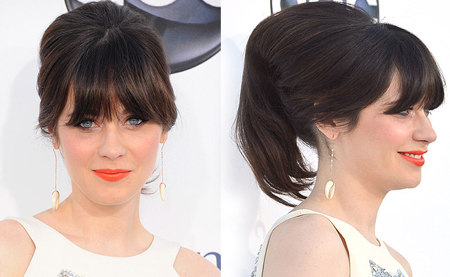 Get The Look Zooey Deschanel S Retro Updo Stylecaster