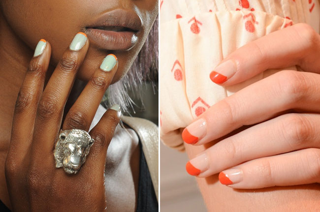 colorful-french-manicure Colorful French manicures at Peter Som and Lauren Moffatt