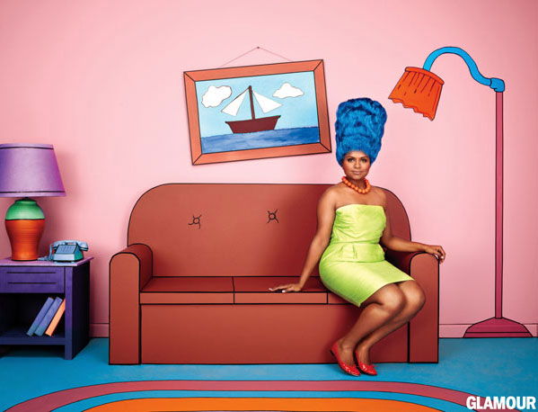 Mindy Kaling as Marge Simpson in Glamour magazine
