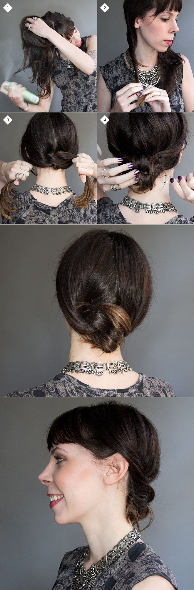 Knotted chignon hairstyle