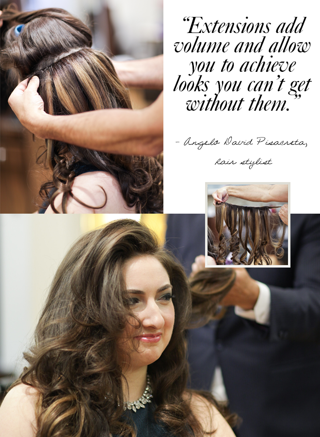 Hair stylist Angelo David Pisacreta styles Leah's hair