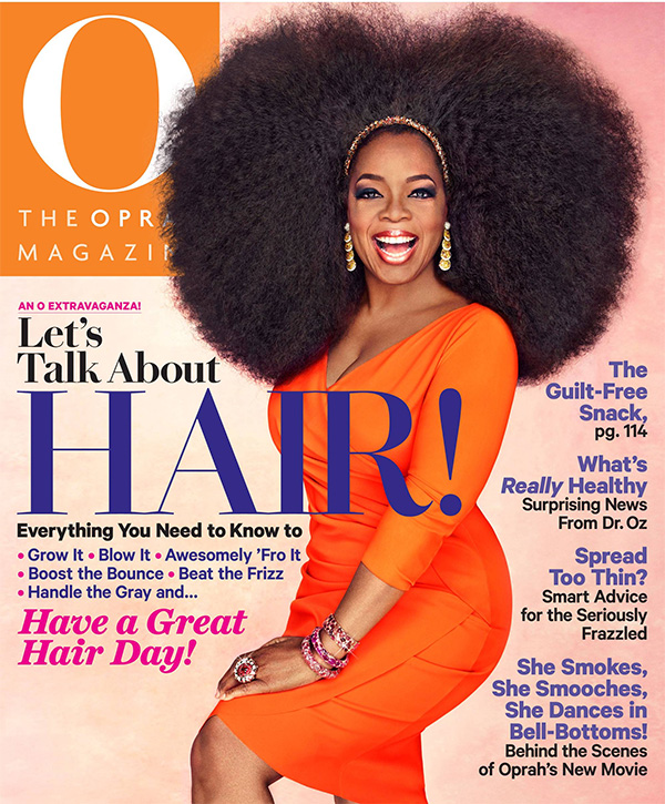 Oprah wears a 3.5 Afro on the cover of O magazine's September issue