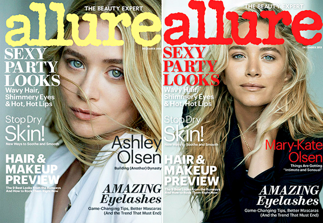 For the December issue, the Olsen sisters got separate Allure covers.