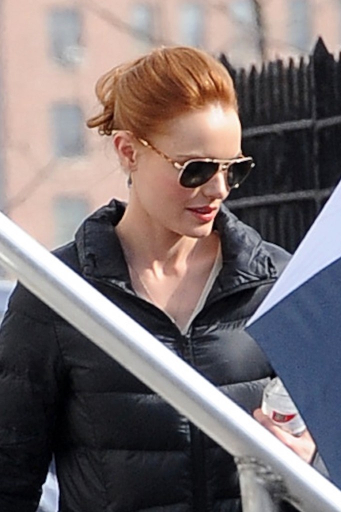 Kate Bosworth sports a fiery red hair color as she heads out on the set of 'Still Alice' in New York City