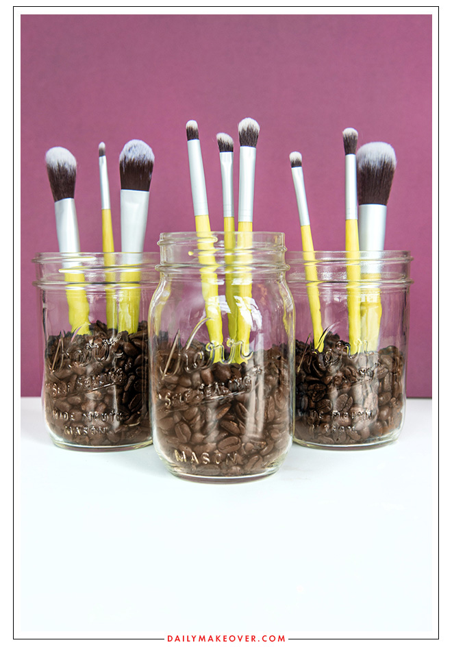 makeup brushes in mason jar beauty product organization makeup brushes in mason jar beauty product organization