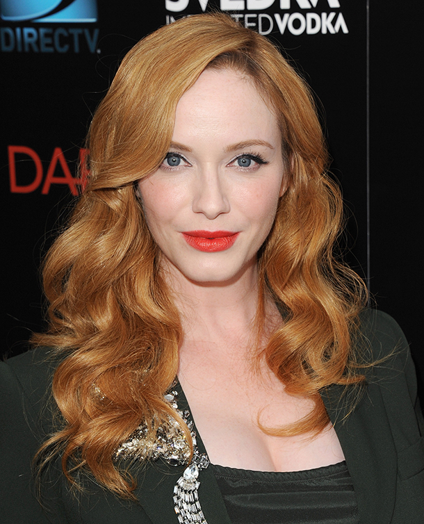 Christina Hendricks Long Hair Christina Hendricks Long Red 1960s Hairstyle With Lazy Curls And